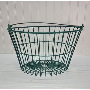 Green Wire Basket With Sturdy Metal Handle - Industrial Farmhouse Style For Stor